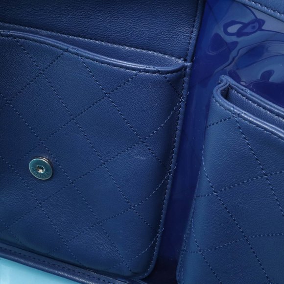 CHANEL Large Bag Coco Splash Tote Chain Shoulder Vinyl Clear Blue A57411 - Picture 6 of 7